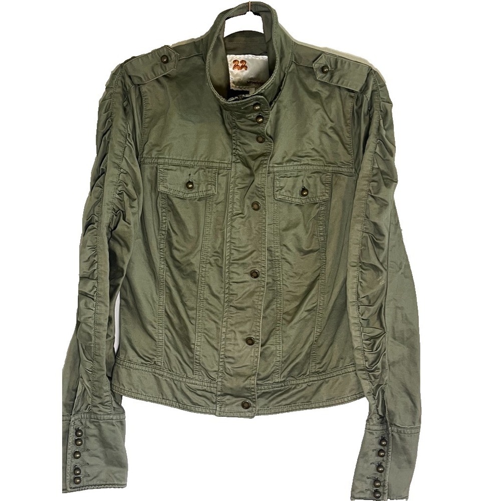 Y2K Military Utility Jacket Green L Minimalist Lagen Boho Indie Western Festive